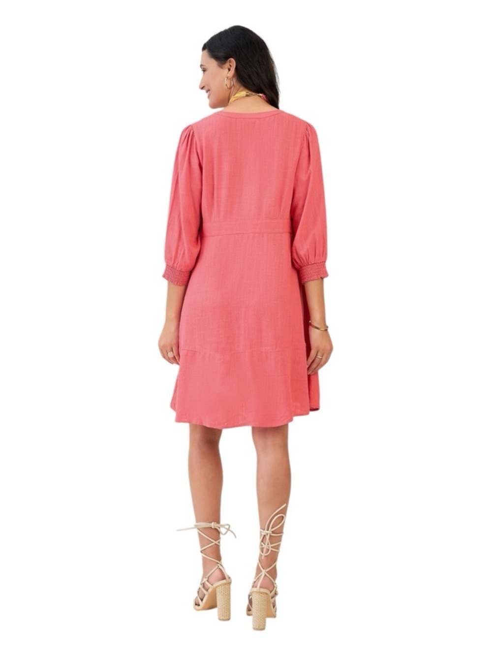 J.Jill Guava Pink Linen Blend Dress NWT Small Button Front Summer Vacation Dress - Picture 12 of 13